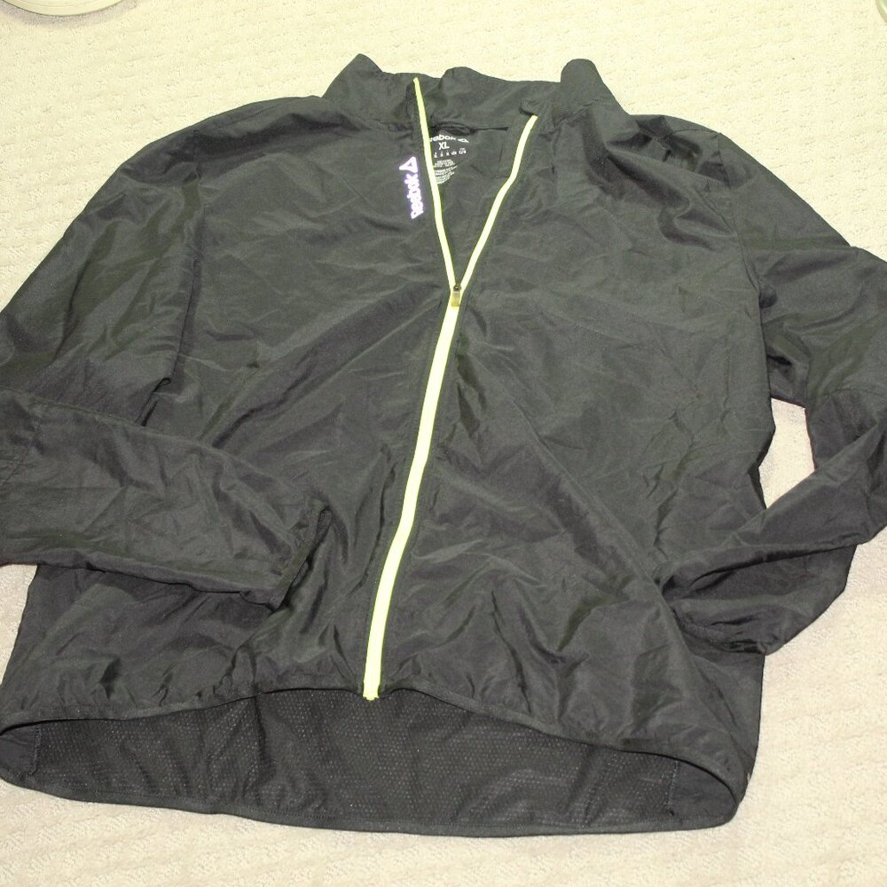 Reebok Size XL Lightweight Black Polyester Windbreaker Jacket
